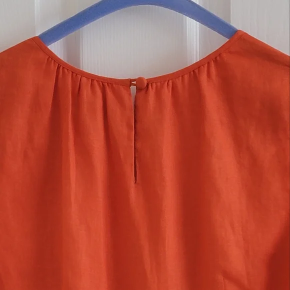 J. Crew Linen Cap Sleeve Dress in Orange/Red, Size 0 - Picture 8 of 16
